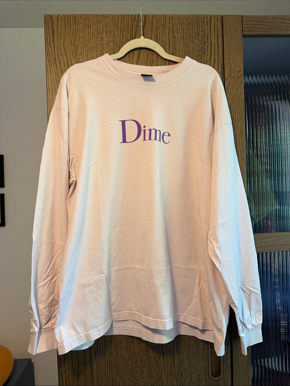 Dime Men's Long Sleeve Logo Tee in Light Pink